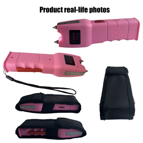 2,400,000 Volt Ergo Stun Gun with Bright LED, Black and Pink - Image 5