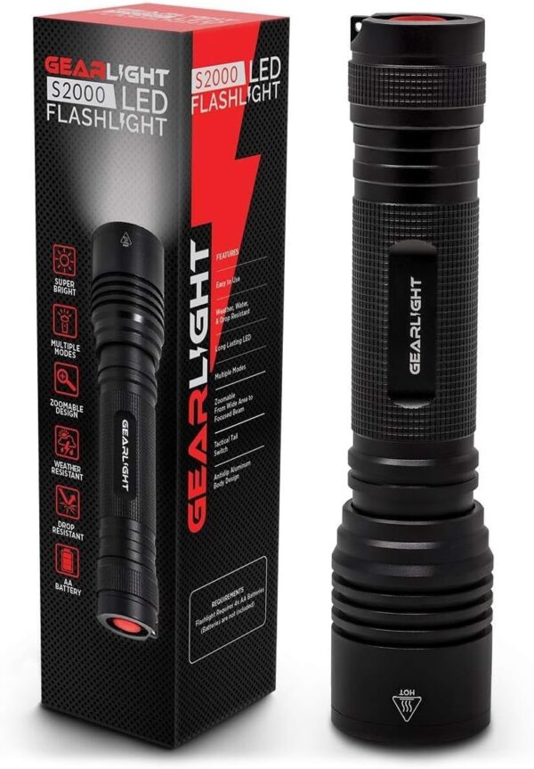 S2000 LED Flashlight High Lumens - Super Bright, Powerful, Mid-Size Tactical Flashlight for Outdoor Activity & Emergency Use - Image 2