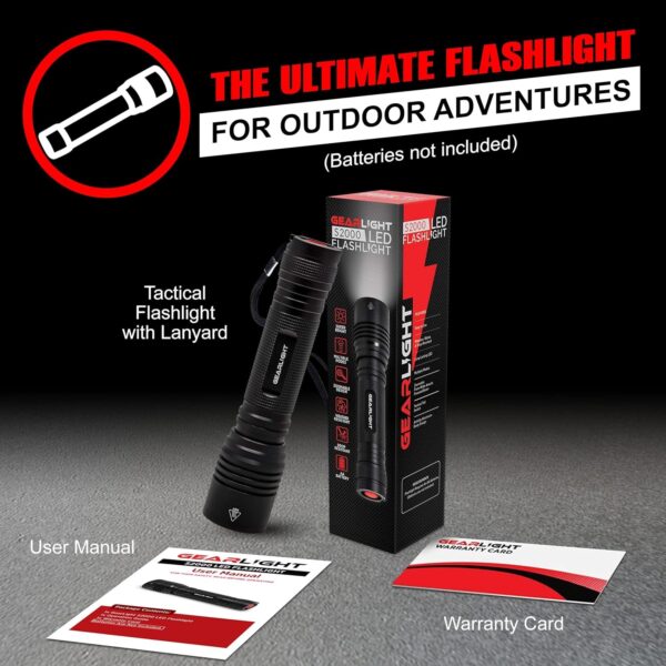 S2000 LED Flashlight High Lumens - Super Bright, Powerful, Mid-Size Tactical Flashlight for Outdoor Activity & Emergency Use - Image 6