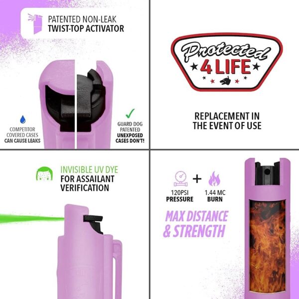 Pepper Spray Stun Gun Combo Pack - Self Defense Keychain Set, Personal Safety Devices for Women, Home Defense & Self Defense Kit - Lilac - Image 8