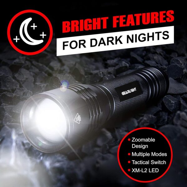 S2000 LED Flashlight High Lumens - Super Bright, Powerful, Mid-Size Tactical Flashlight for Outdoor Activity & Emergency Use - Image 5