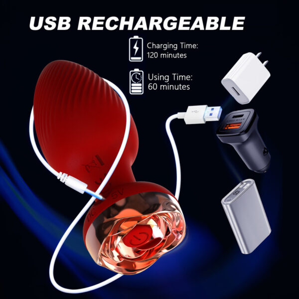 Anal Plug Vibrator Butt Plug Sex Toy,Remote Control Vibrating Anal Plug and Prostate Massager Rose Toy,10 Frequency Adult Sex Toys and Games Butt Plug Couples Sex Toys - Image 5