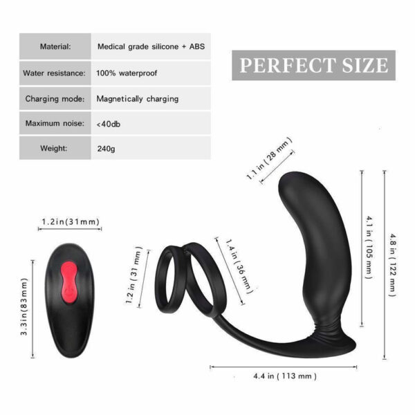 Wireless Remote Male Prostate Massager Silicone Butt Plug Vibrator With Cockring 10 Speeds Sex Toys for Men - Image 2