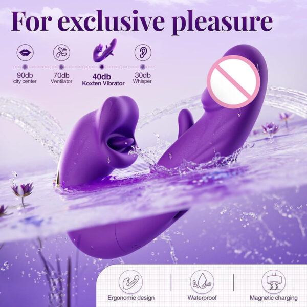 3 in 1 Sex Toys G Spot Vibrator Adult Sex Toys for Women, Tongue Rose Sex Toy Dildo Clitoral Stimulator with Licking Sucking - Image 2