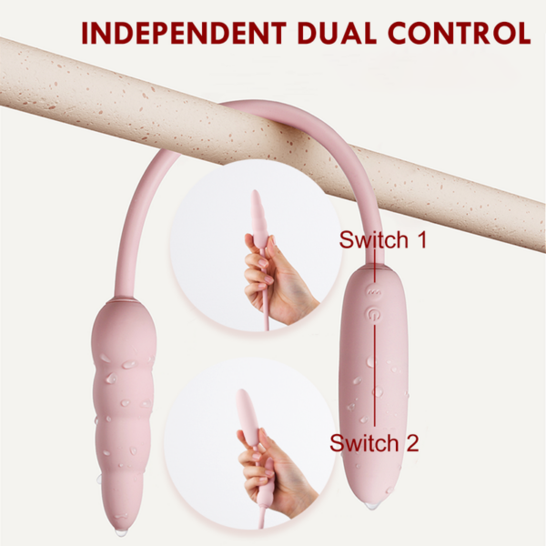 Dual Vibrator 10 Speed Double Head Jump Egg Bullet Dildo Vibrato,Rechargeable Anal Butt Plug Adult Sex Toy for Couple Men Women, - Image 2