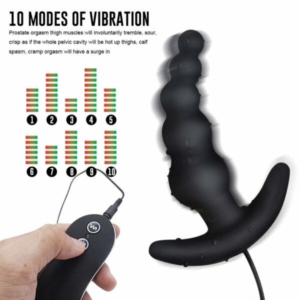 Silicone Anal Vibrator Prostate Massager Sex Toy for Women/men Waterproof 10 Mode Remote Control Vibrating Anal Bead Butt Plug - Image 3