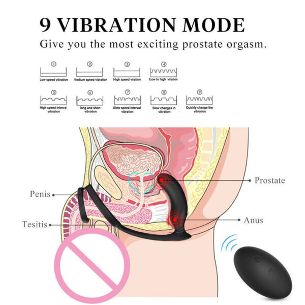 Wireless Remote Male Prostate Massager Silicone Butt Plug Vibrator With Cockring 10 Speeds Sex Toys for Men - Image 3