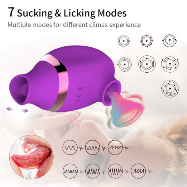 2 in 1 Tongue Licking Clit Sucker Vibrator Female for Women G-Spot Sucking Double Stimulation Nipples Massagers Sex Toy Adult - Image 3