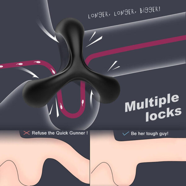 Triangle Penis Ring Multiple Locks Delay Ejaculation men's Rings Male Elastic Silicone Cock Ring Lock Sperm Sex Toys For Couple - Image 3