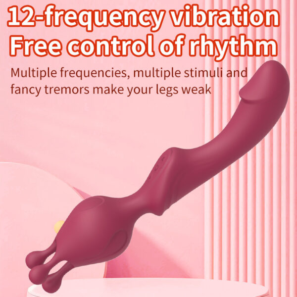 Double-Ended Vibrator-12 Frequency Modes, 42??C Heating, Waterproof USB Rechargeable, Skin-Friendly Silicone Adult Sex Toys for Women - Image 3