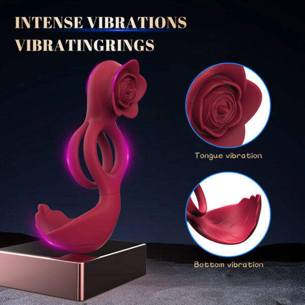 Horseshoe Penis Ring,Silicone Triple Root Binding Cock-Ring Full Locking,Rose Horseshoe Ring Male Chastity Device Adult Sex Toy for Men Gay Couple - Image 3