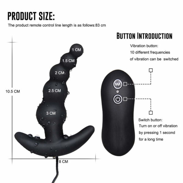 Silicone Anal Vibrator Prostate Massager Sex Toy for Women/men Waterproof 10 Mode Remote Control Vibrating Anal Bead Butt Plug - Image 4