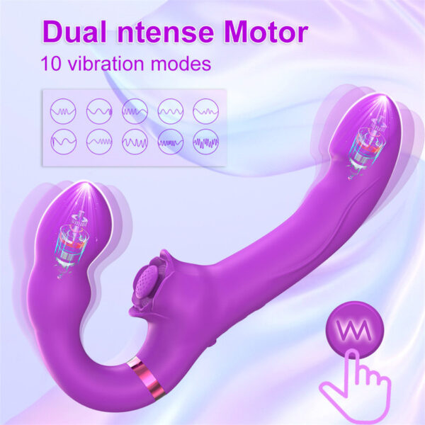 Strapless Strap On Vibrating Dildo Vibrator Remote Control Dual Head G Spot Clitoral Stimulator Adult Sex Toy For Couple Lesbian - Image 4