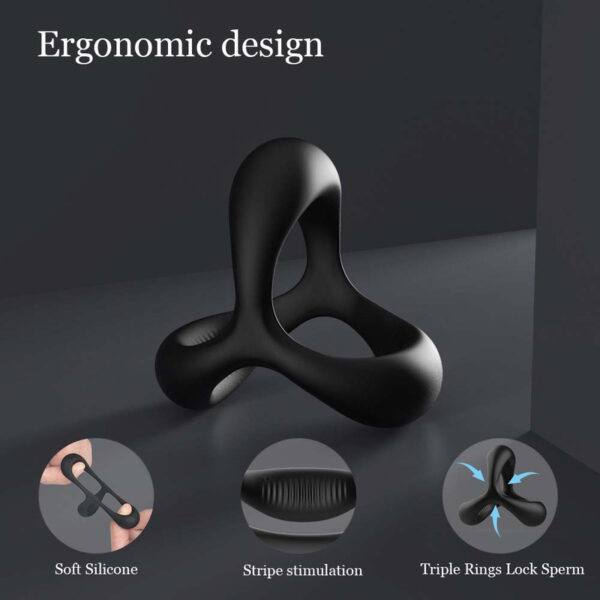 Triangle Penis Ring Multiple Locks Delay Ejaculation men's Rings Male Elastic Silicone Cock Ring Lock Sperm Sex Toys For Couple - Image 4