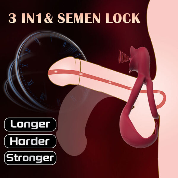 Horseshoe Penis Ring,Silicone Triple Root Binding Cock-Ring Full Locking,Rose Horseshoe Ring Male Chastity Device Adult Sex Toy for Men Gay Couple - Image 4