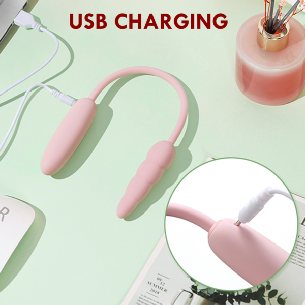 Dual Vibrator 10 Speed Double Head Jump Egg Bullet Dildo Vibrato,Rechargeable Anal Butt Plug Adult Sex Toy for Couple Men Women, - Image 4
