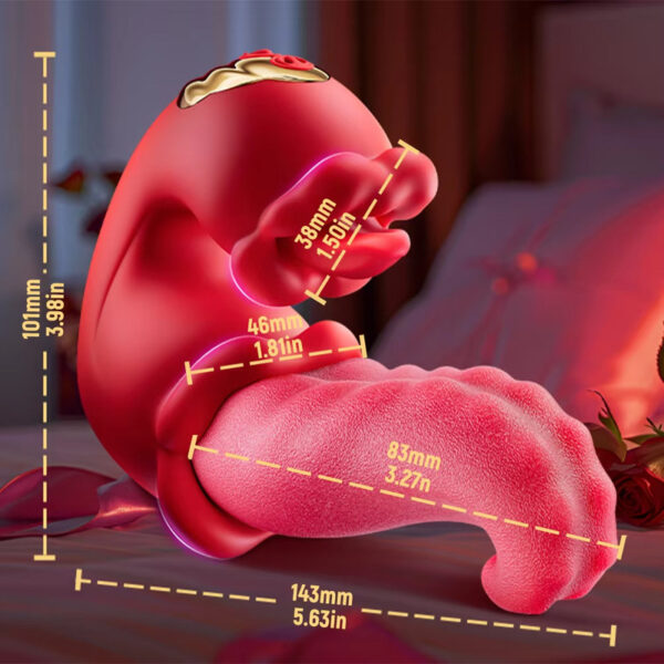 3 in 1 Tongue Swing Tease Vibrator Mouth Biting Clitoris Nipple G-spot Stimulator Realistic Tongue Dildo Rose Sex Toy for Women - Image 4
