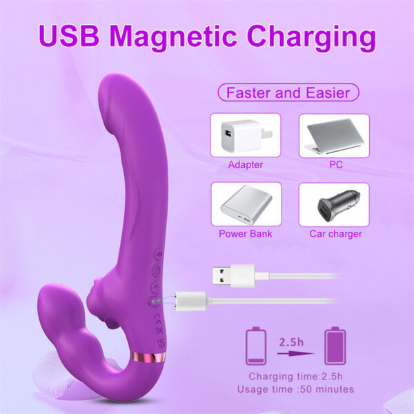 Strapless Strap On Vibrating Dildo Vibrator Remote Control Dual Head G Spot Clitoral Stimulator Adult Sex Toy For Couple Lesbian - Image 5