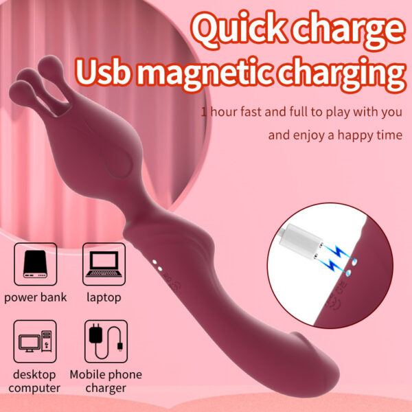 Double-Ended Vibrator-12 Frequency Modes, 42??C Heating, Waterproof USB Rechargeable, Skin-Friendly Silicone Adult Sex Toys for Women - Image 5
