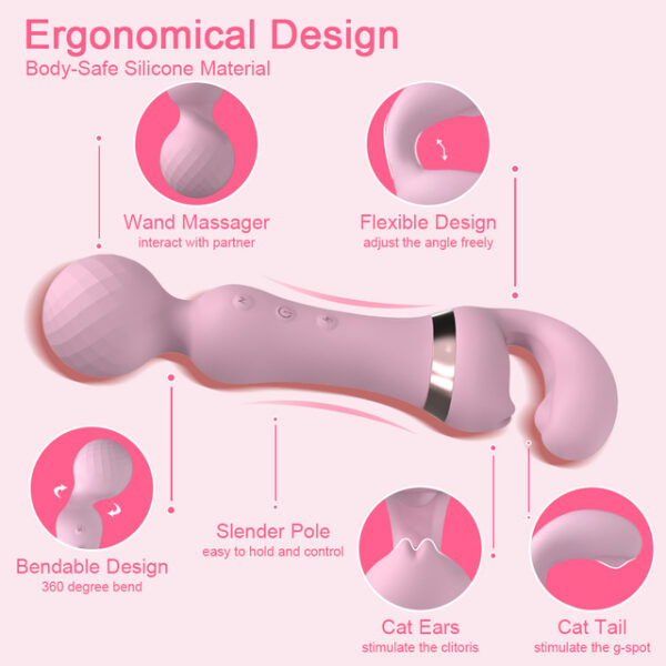 2 In 1 AV Wand Vagina Vibrator for Women Clitoris G-Spot Nipples Stimulator Female Masturbator Adult Goods Sex Toy for Women - Image 5