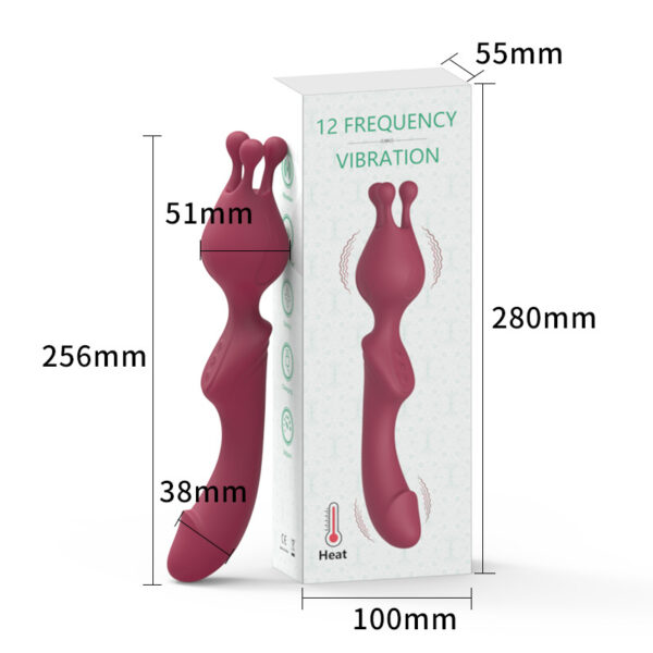 Double-Ended Vibrator-12 Frequency Modes, 42??C Heating, Waterproof USB Rechargeable, Skin-Friendly Silicone Adult Sex Toys for Women - Image 6