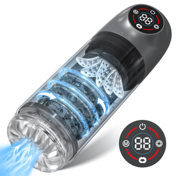 Automatic Male Masturbator with Rotating Penis Sucking Lick Vibrator Adult Sex Toys for Men Pocket Pussy LCD Display
