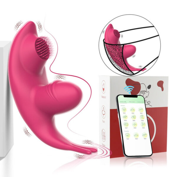 2 IN 1 Mini Dildo Vibrator App Remote Control Wearable Stimulator Female G-Spot Clitoris Lick Massager Adult Sex Toys for Women